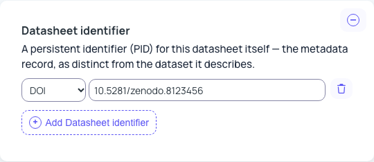 An identifier field with DOI selected