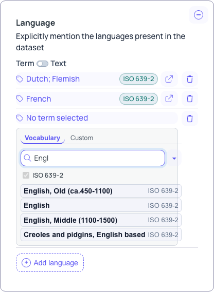 Searching the ISO 639-2 language list for "Engl"